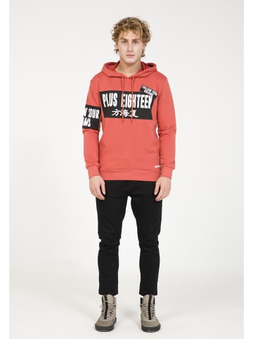 PLUS EIGHTEEN Herren Kapuzenpullover in Ziegelrot