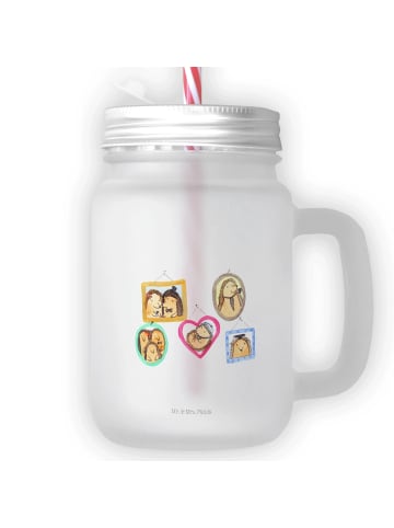 Mr. & Mrs. Panda Glas Igel Familie ohne Spruch in Transparent