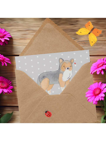Mr. & Mrs. Panda Deluxe Karte Shetland Sheepdog Moment mit Spruch in Grau Pastell
