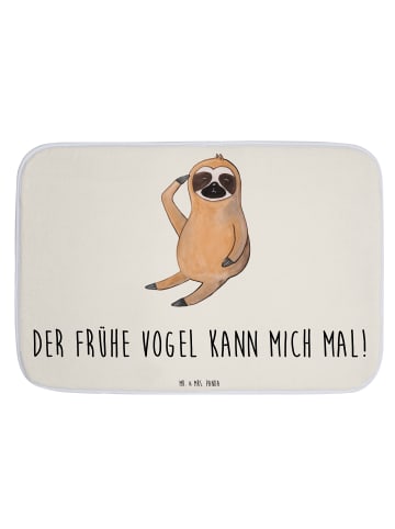 Mr. & Mrs. Panda Duschmatte Faultier Vogel mit Spruch in Weiß