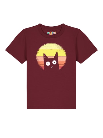 wat? Apparel T-Shirt Sunset Cat in Weinrot