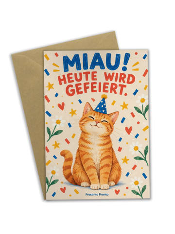 Mr. & Mrs. Panda Geburtstagskarte orange tabby cat cobalt-blue p... in Weiß