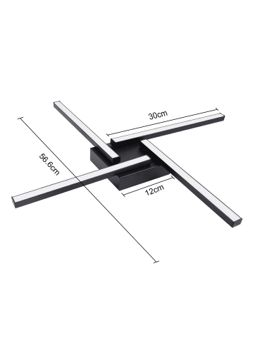 ZMH Deckenleuchte LED in Schwarz 24W 3000K Modern L 56.6cm