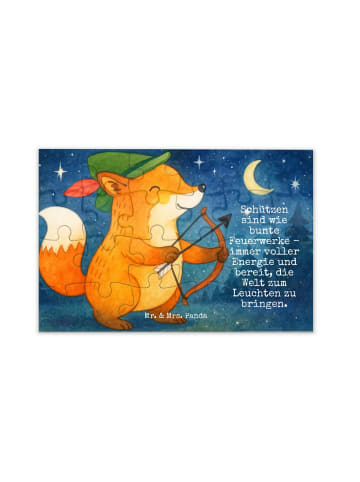 Mr. & Mrs. Panda Puzzlespiel Schütze Astrologie Design mit Spruch in Weiß