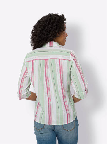 Sieh an! Baumwollbluse in ecru-fuchsia-gestreift