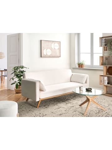 Beliani 3-Sitzer Sofa ASAA in Weiß/Braun - (W) 205 x (H) 76 x (L) 80 cm