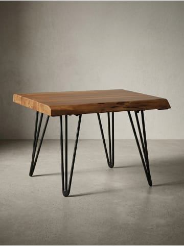 KADIMA DESIGN Massivholz Couchtisch Baumkante: Sheesham, Haarnadelbeine - Stilvoll