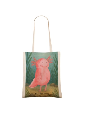 Mr. & Mrs. Panda Jutebeutel Axolotl Glücklich Design ohne Spruch in Weiß