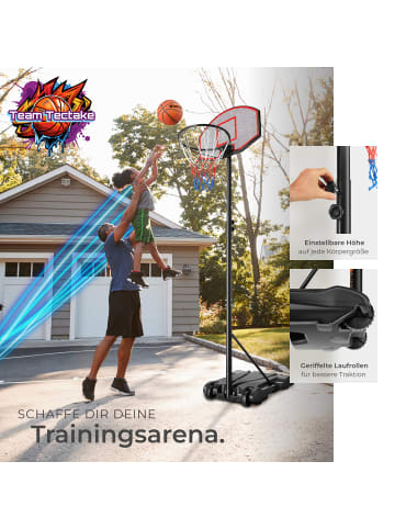 tectake Basketballanlage Dirk, Korbhöhe 230 - 305 cm, mit Ball & Pumpe
