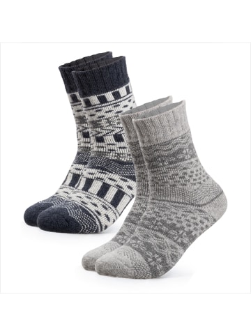 Occulto 2er Pack Dicke Merino Wollsocken Lumi in Grau-Navy