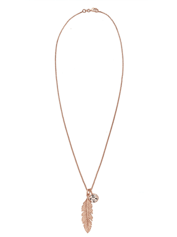 Elli Halskette 925 Sterling Silber Boho, Feder in Rosegold