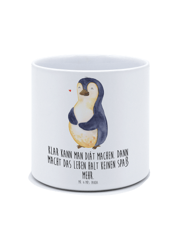 Mr. & Mrs. Panda Pflanzkübel Pinguin Diät mit Spruch in Weiß