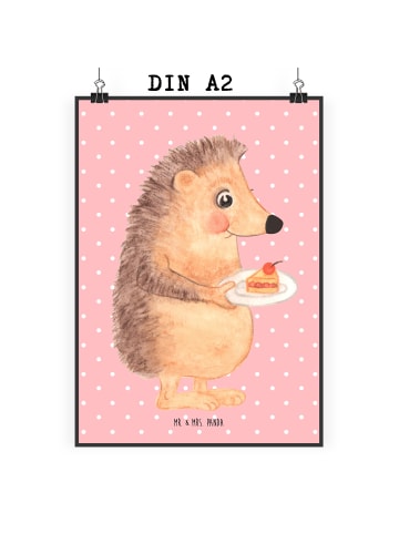 Mr. & Mrs. Panda Bild Igel Kuchenstück ohne Spruch in Rot Pastell