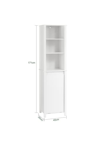SoBuy Badezimmerschrank in Reinweiß - (W) 35 x (H) 171 x (L) 45 cm