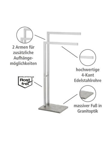 Wenko Handtuchständer Granit mit 2 Armen Edelstahl in Grau
