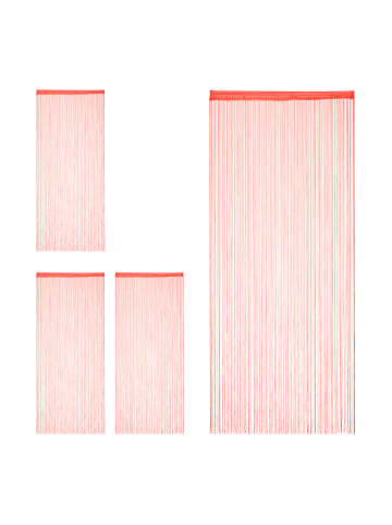 relaxdays 4 x Fadenvorhang in Rot - (L)245 x (B)90 cm