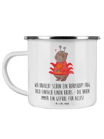 Mr. & Mrs. Panda Emaille Becher Krebs Gefühl mit Spruch in Weiß