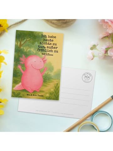 Mr. & Mrs. Panda Postkarte Axolotl Hurra Design mit Spruch in Weiß