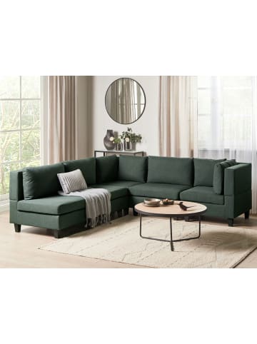 Beliani 5-tlg Ecksofa UNSTAD in Grün/Schwarz