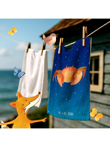 Mr. & Mrs. Panda Handtuch Sternzeichen Krebs ohne Spruch in Sternenhimmel Blau