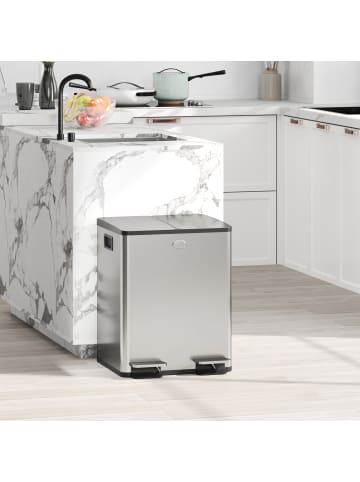 HOMCOM Mülleimer-45,8L x 36B x 51,6H cm-Silber