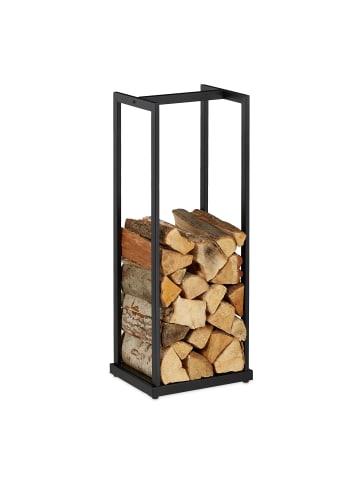 relaxdays Kaminholzregal in Schwarz - (B)37 x (H)95 x (T)30 cm