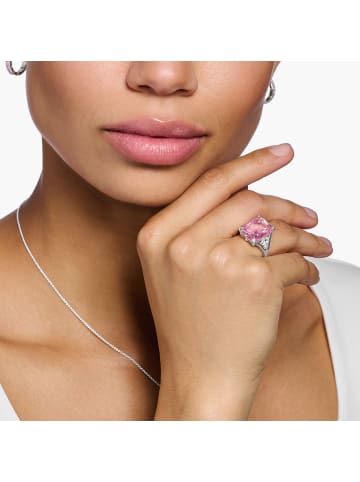 Thomas Sabo Ring Pinker Stein in silber, pink, weiß