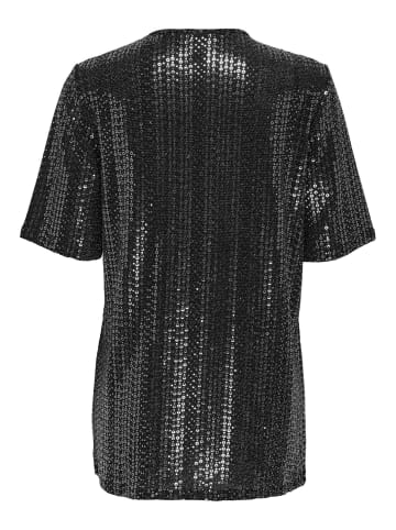 JACQUELINE de YONG Langes Pailletten Shirt Glitzer Kurzarm Mini Party Kleid JDYSHILA in Silber