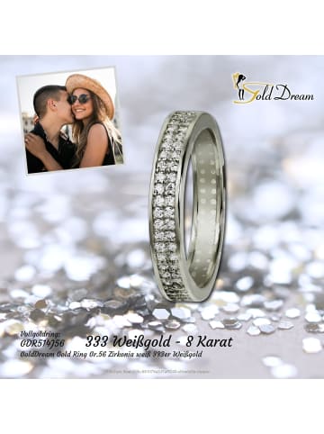 GoldDream 333 Weißgold - 8 Karat Damen Ringe 2-reihig Zirkonia Fingerring  56 (17,8)