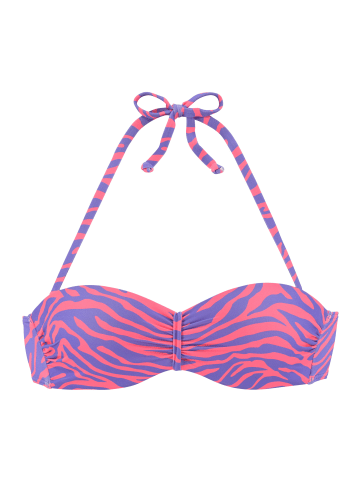 Venice Beach Bügel-Bandeau-Bikini-Top in violett-koralle