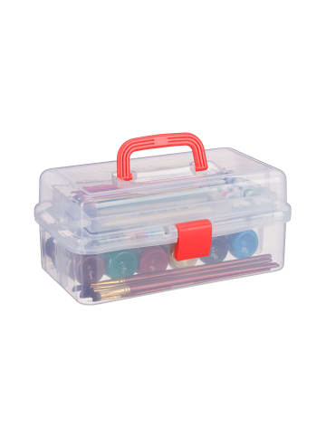 relaxdays Aufbewahrungsbox in Transparent/ Rot - (B)33 x (H)14 x (T)19,5 cm