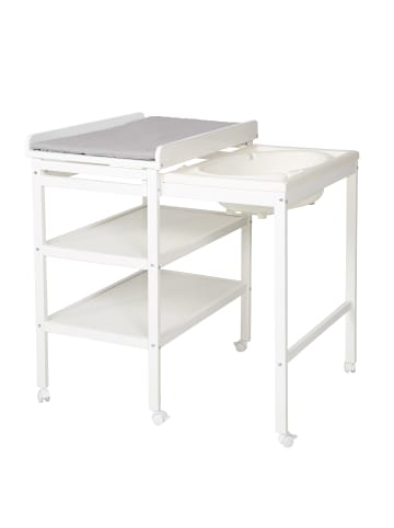 roba Bade-Wickelkombi 'Baby Pool', Weiß, ausziehbare Wanne & Auflage Grau