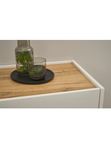 Furn.Design Hängeelement weiß matt, Eiche Wotan 100 cm, Hängeschrank für Homeoffice und Büro