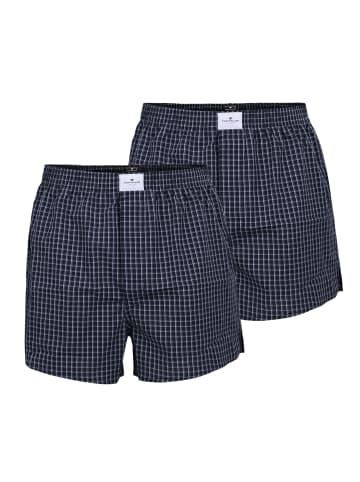 Tom Tailor Web-Boxershorts 2er Pack in Dunkelblau/Weiß
