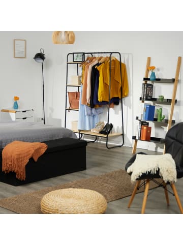 relaxdays Garderobe in Schwarz/ Natur - (B)100 x (H)150 x (T)41 cm