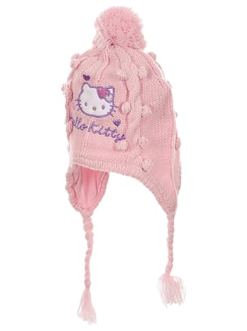 Hello Kitty Baby Mütze gestrickt mit Fleece-Futter Hello Kitty in Rosa