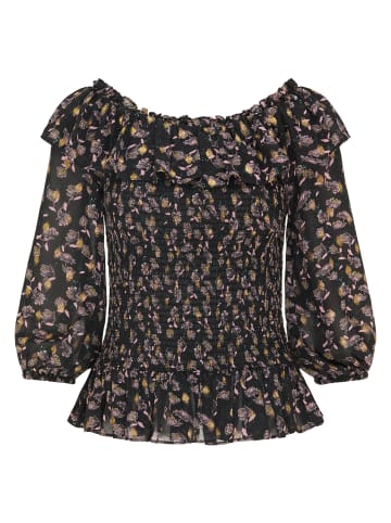 DreiMaster Vintage Bluse in Schwarz Blume