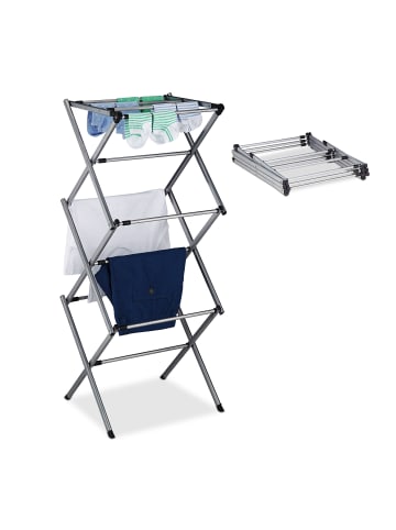 relaxdays Wäscheständer in Silber - (B)73 x (H)105 x (T)37 cm