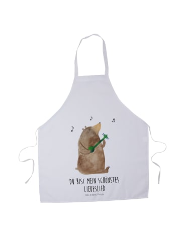 Mr. & Mrs. Panda Küchenschürze Bär Lied mit Spruch in Weiß