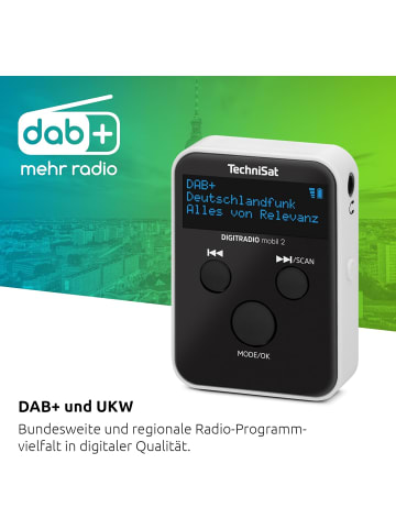 TechniSat DIGITRADIO mobil 2 Portables DAB+/FM Mini-Radio Akku Kopfhörer schwarz/weiß