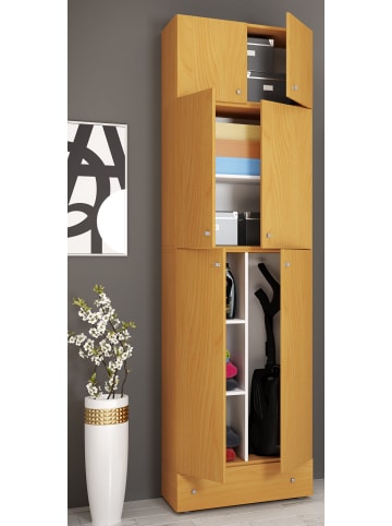 VCM Holz Besenschrank Staubsauger Putzschrank Lona SA in Buche