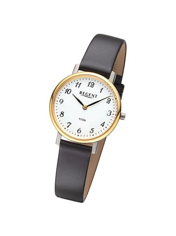 Regent Analog-Armbanduhr Regent Lederarmband schwarz mittel (ca. 31mm)