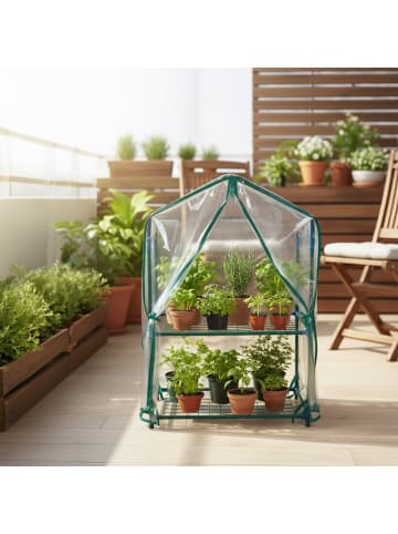 relaxdays Balkongewächshaus in Grün/ Transparent - (B)59 x (H)95 x (T)39 cm