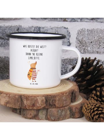 Mr. & Mrs. Panda XL Emaille Tasse Nachtfalter Fähnchen mit Spruch in Weiß