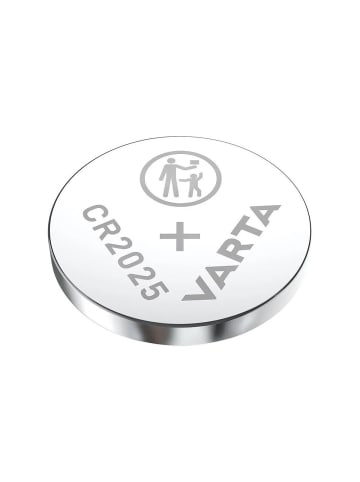 COFI 1453 Varta 2er-Pack Knopfzellen CR2025 - Lithium-Batterie mit 170mAh in Silber