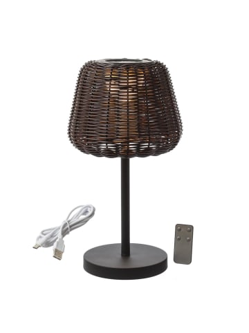 MARELIDA LED Garten Tischlampe in Rattanoptik dimmbar aufladbar Fernb. H: 45cm in braun