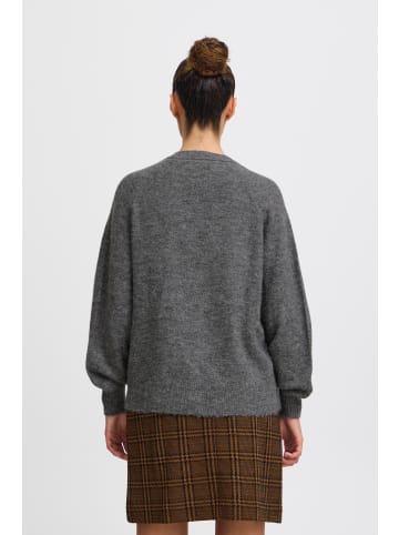 ICHI Strick-Cardigan langarm IHKAMARA Loose fit in Dark grey melange