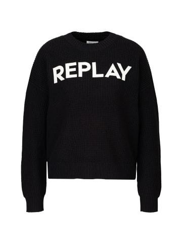 Replay Strickpullover Cotton Fresh Handfeel - 7 Gg in schwarz