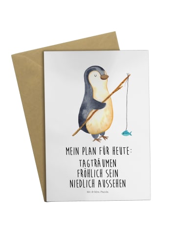 Mr. & Mrs. Panda Klappkarte Pinguin Angler mit Spruch in Weiß