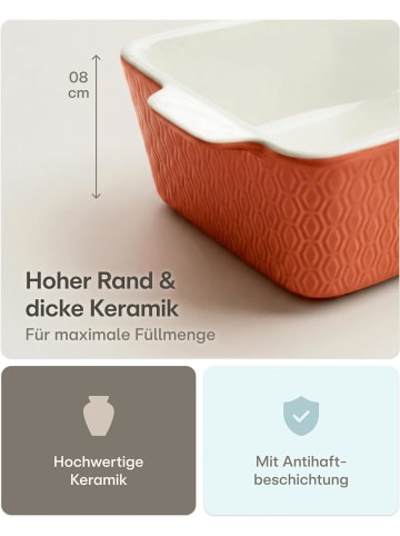Praknu Auflaufform Keramik Rot 28cm – Backofen 280°C & Mikrowelle